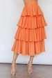 Suenito Tiered Frill Maxi Skirt Orange For Discount