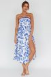 Randi Tie-Back Maxi Dress Leaf Print Blue Online Sale