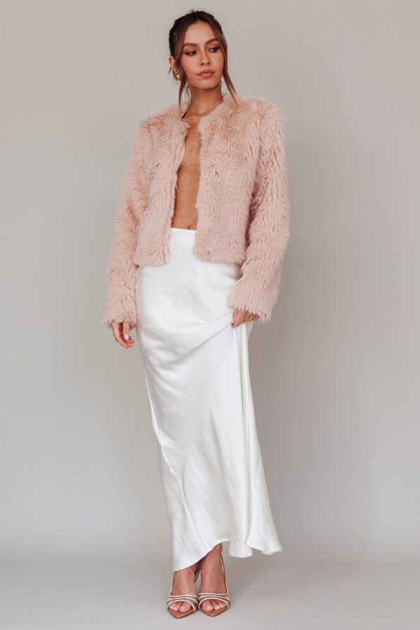 London Day Faux Fur Jacket Blush Cheap