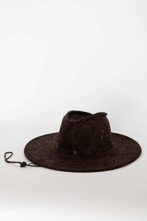 Indi Blanket Stitch Cowboy Hat Brown Online Sale