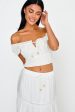 Canyon Cove Puff Sleeve Crop Top White Hot on Sale