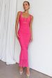 Nadia Ruched Fishtail Maxi Dress Hot Pink For Sale