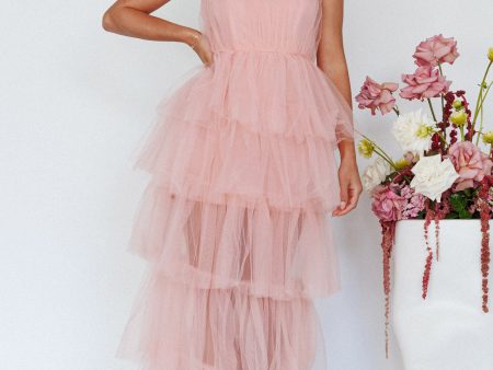 Written In The Stars Layered Tulle Maxi Dress Pink For Discount