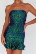 Zoey Strapless Sequin Mini Dress Black Green Sale