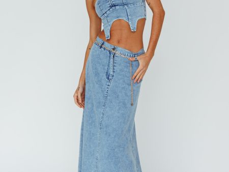 Romcom Maxi Skirt Denim Blue Hot on Sale