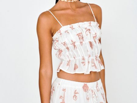 South Bay Ruched Cami Top Print Mocha Hot on Sale