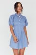 Zurich Pleated Waist Shirt Dress Blue Online