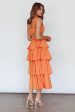 Suenito Tiered Frill Maxi Skirt Orange For Discount