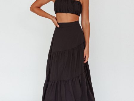 Bondi Waist Tie Maxi Skirt Black Online now