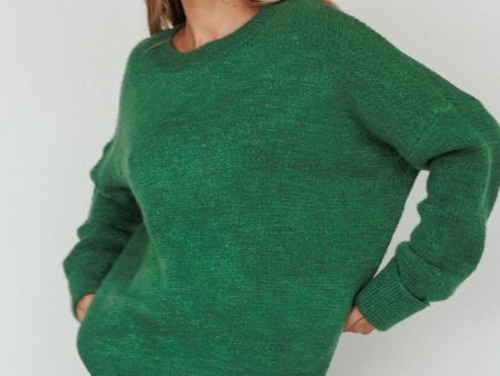 Kayce Dropped Shoulder Knit Sweater Green on Sale