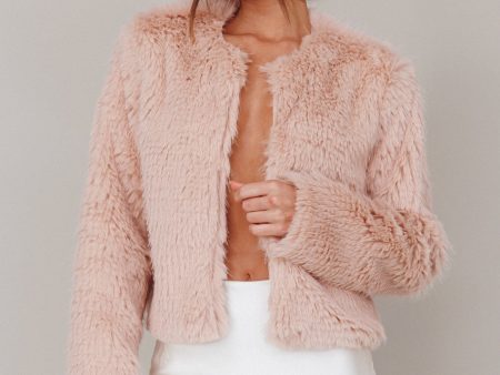 London Day Faux Fur Jacket Blush Cheap