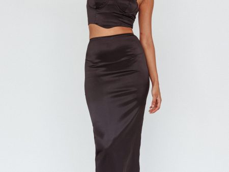 Zeina Satin Midi Skirt Black For Cheap