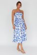 Randi Tie-Back Maxi Dress Leaf Print Blue Online Sale