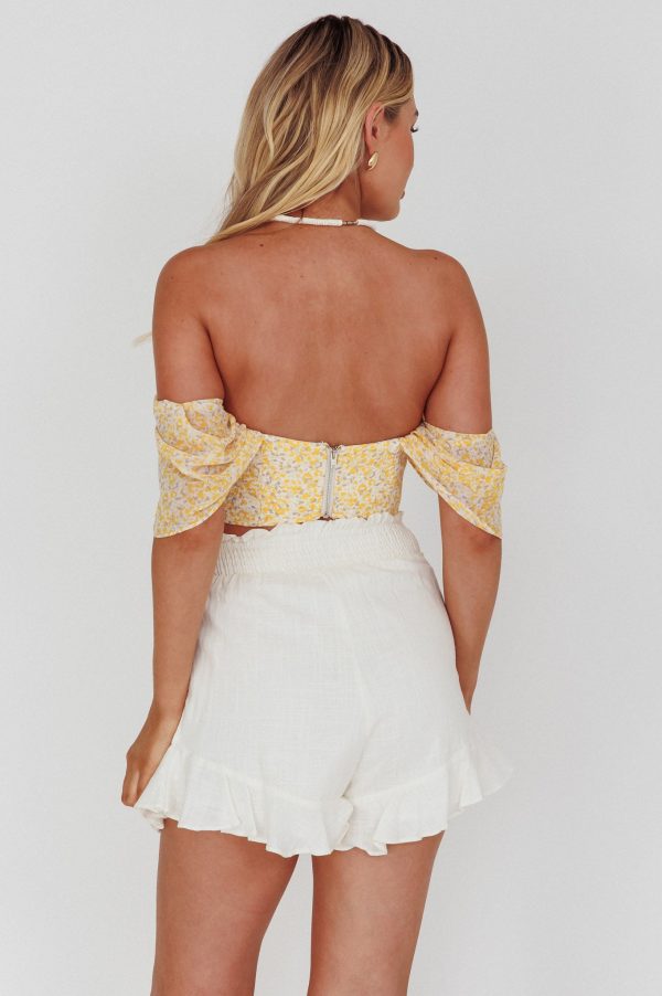 You Got It Tied Ruffle Skort White Hot on Sale