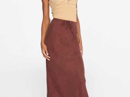 Merisa Drawstring Midi Skirt Choco Online Hot Sale