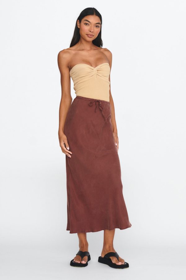 Merisa Drawstring Midi Skirt Choco Online Hot Sale