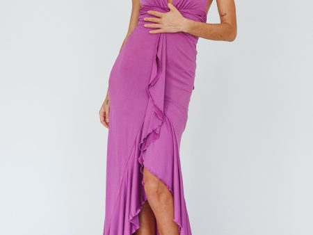 Zaphirah Halterneck Ruffle Dress Magenta Online Hot Sale