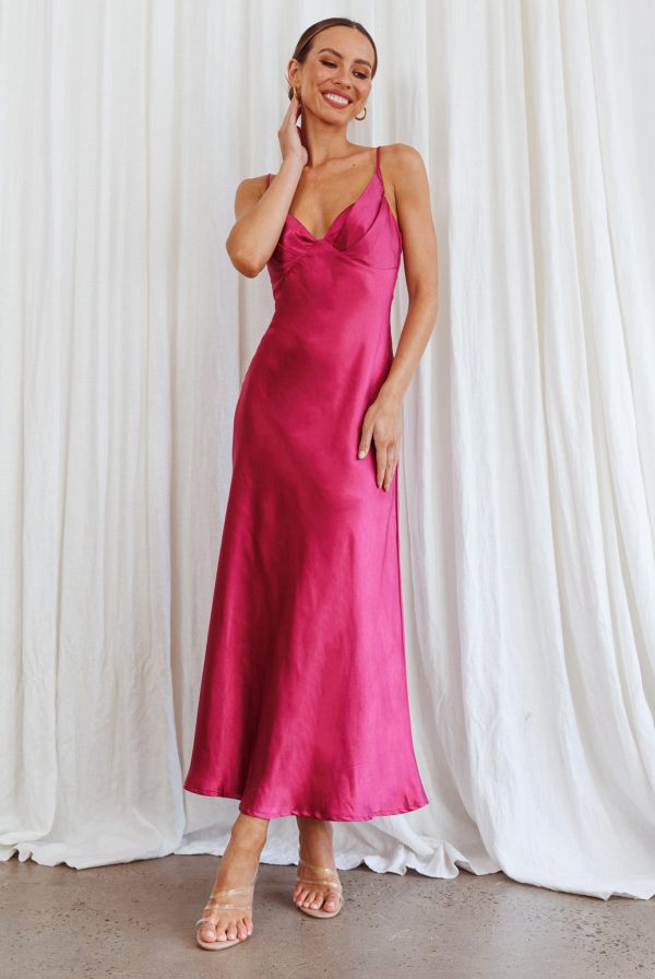 Infinity Pintuck Bust Midi Dress Fuchsia Sale