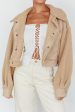 Kya Button Front Shearling Jacket Khaki Fashion