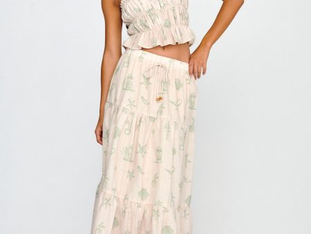 South Bay Maxi Skirt Print Sage For Sale