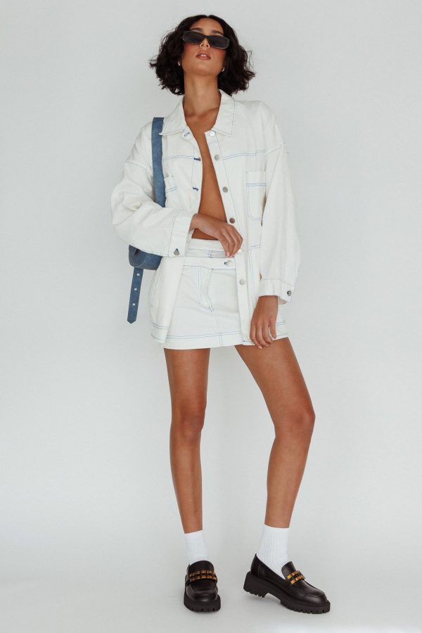 Back Row Oversized Pocket Jacket White Hot on Sale