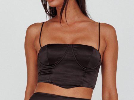 Zeina Satin Crop Top Black Fashion