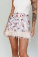 Sunset Boulevard Sequin Feather Mini Skirt Multi For Sale