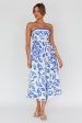 Randi Tie-Back Maxi Dress Leaf Print Blue Online Sale