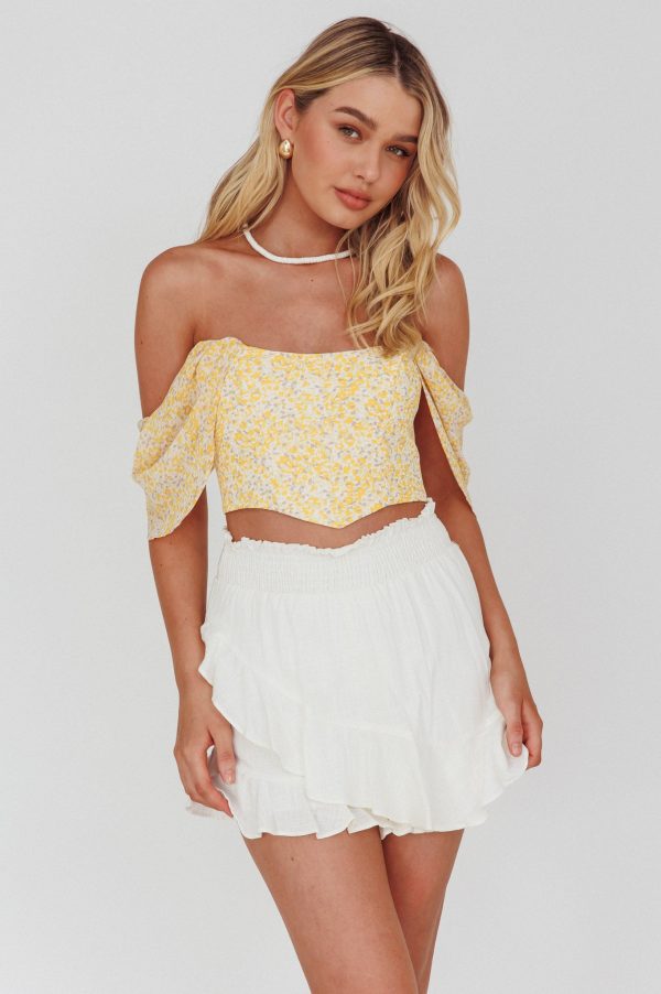 You Got It Tied Ruffle Skort White Hot on Sale