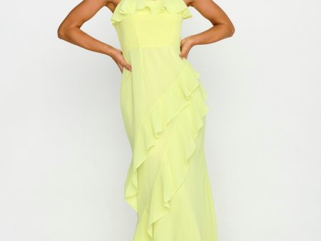 Actual Sunshine Ruffle Trim Maxi Dress Lime Sale