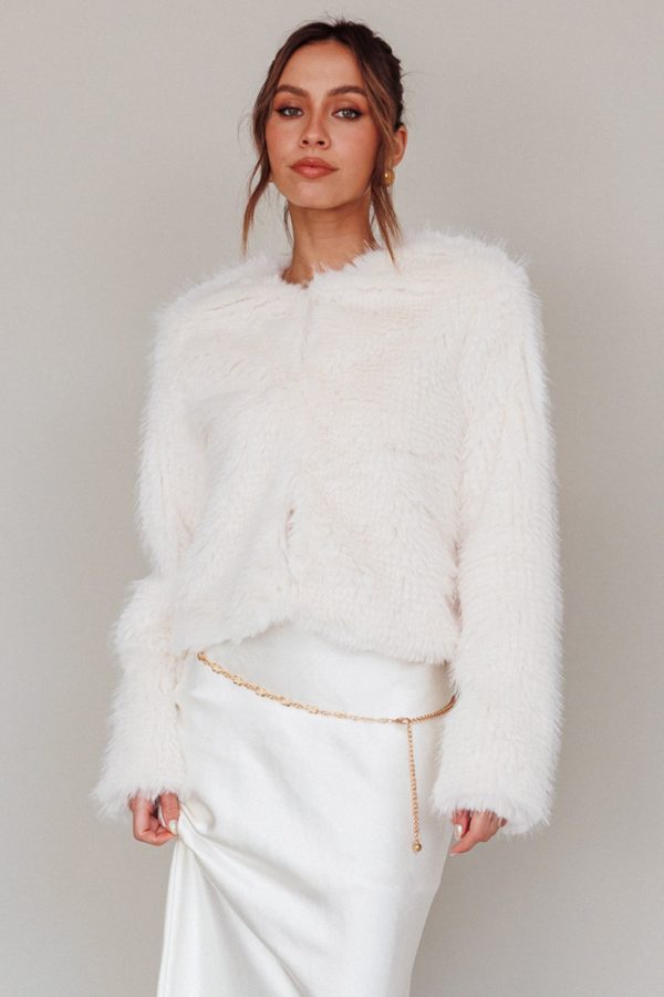 London Day Faux Fur Jacket Cream Sale