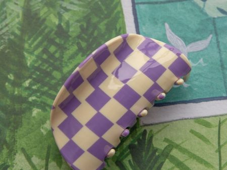 Kitsch Checkered Hair Clip Purple Online now