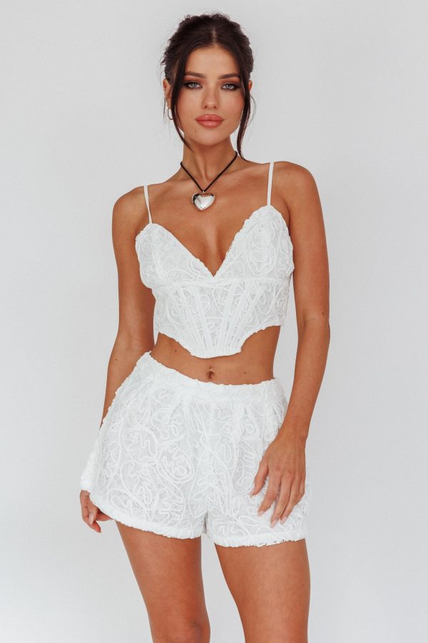 Staycation Lace Shorts White Supply