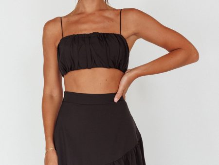 Bondi Gathered Crop Top Black Online