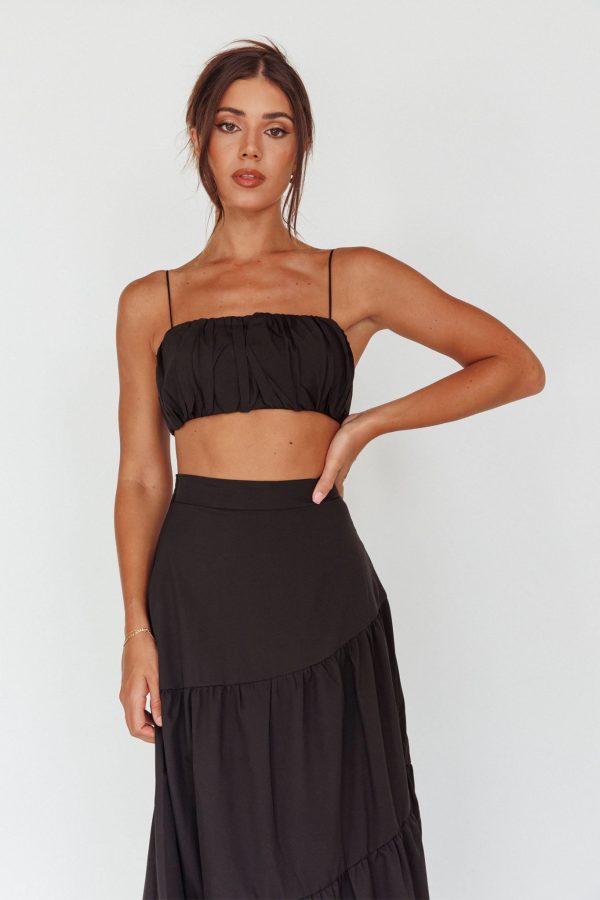 Bondi Gathered Crop Top Black Online