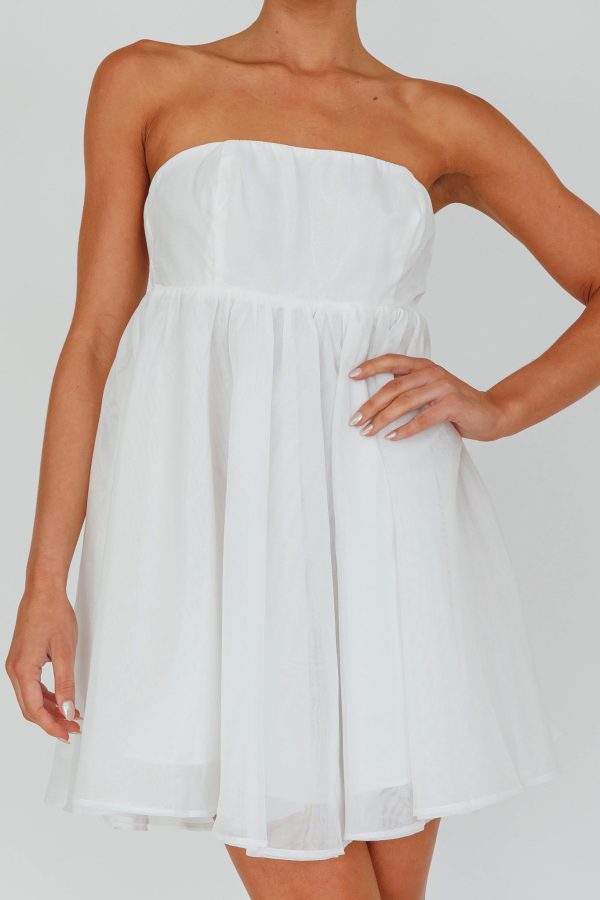 Solis Strapless Baby Doll Mini Dress White Hot on Sale