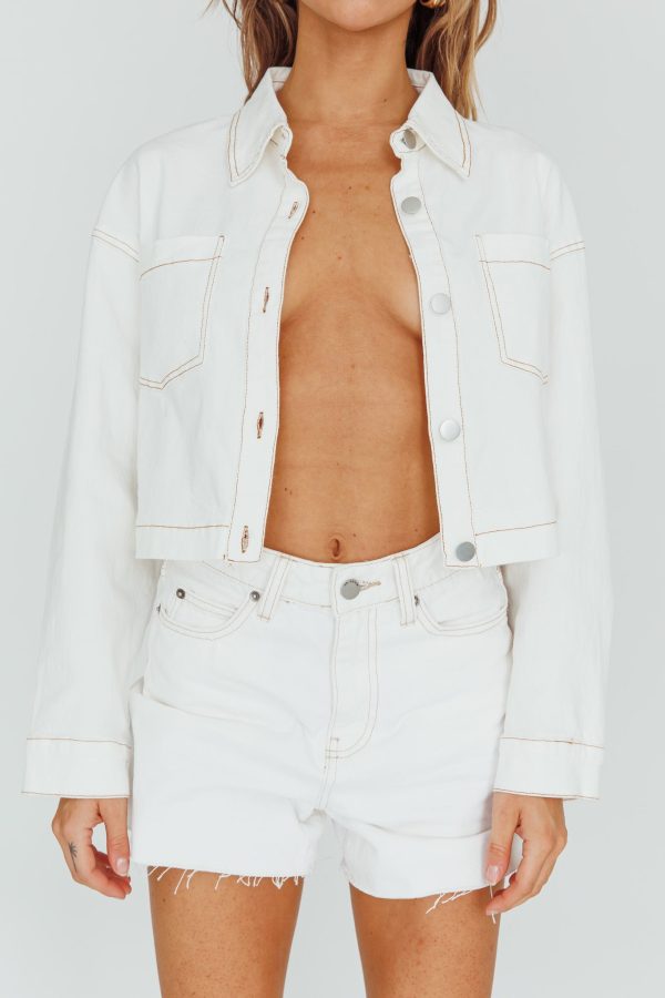 Fair Game Button-Up Jacket White on Sale