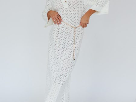 Alouette 3 4 Sleeve Crochet Midi Dress Cream Sale