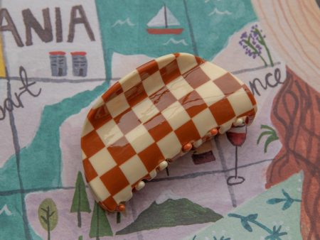 Kitsch Checkered Hair Clip Brown Online Sale