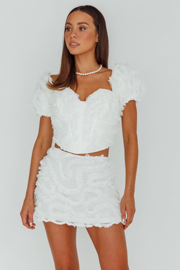 Cielito Embellished Crop Top White Online Sale