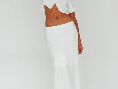 Roman Midi Skirt Textured White on Sale