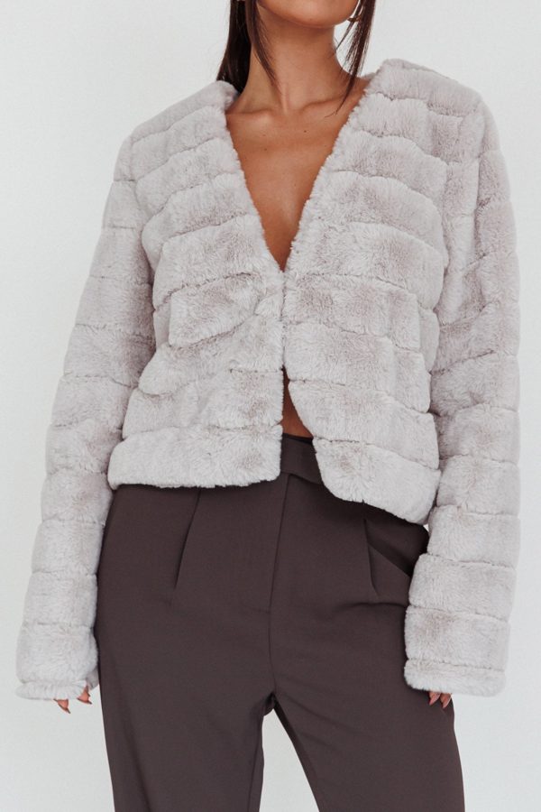 Montana Faux Fur Jacket Light Grey Fashion