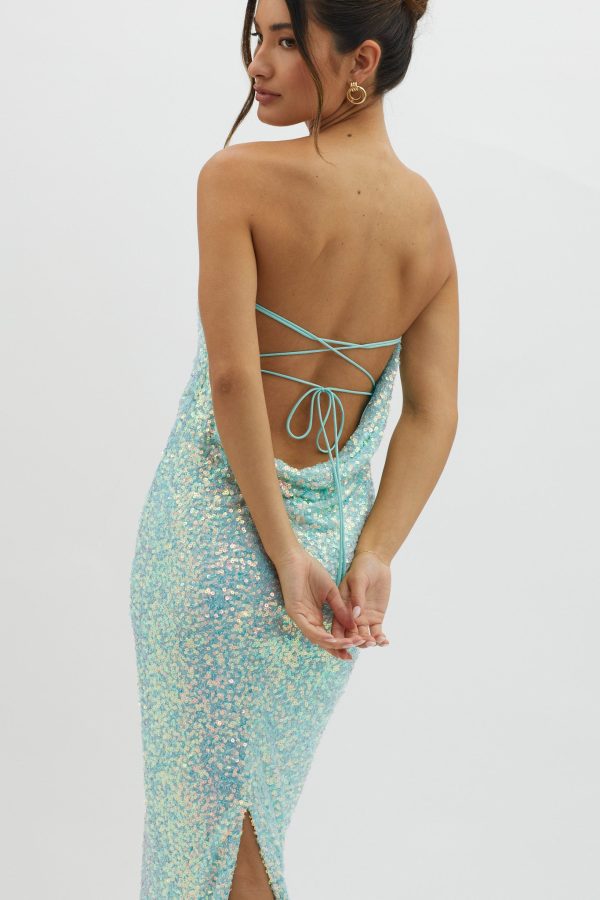 C est Moi Sequin Laced Back Blue Fashion