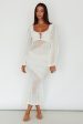 Zizi Long Sleeve Crochet Maxi Dress White Online Hot Sale