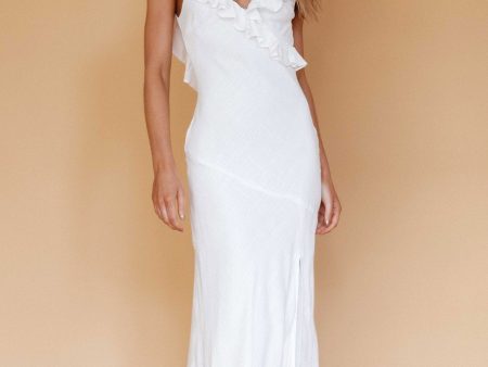 Alba Frill Trim Midi Dress White For Sale