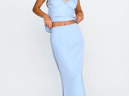 Pammy Lace Trim Maxi Skirt Cloud Blue For Discount