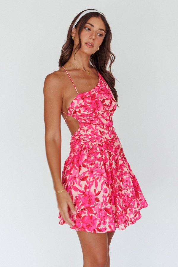 Destination Open Back Mini Dress Floral Pink Online now