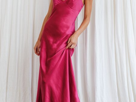 Infinity Pintuck Bust Midi Dress Fuchsia Sale