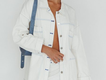 Back Row Oversized Pocket Jacket White Hot on Sale