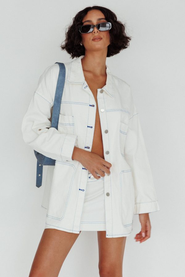 Back Row Oversized Pocket Jacket White Hot on Sale